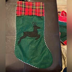 Green Christmas Stocking with Red Plaid Cuff